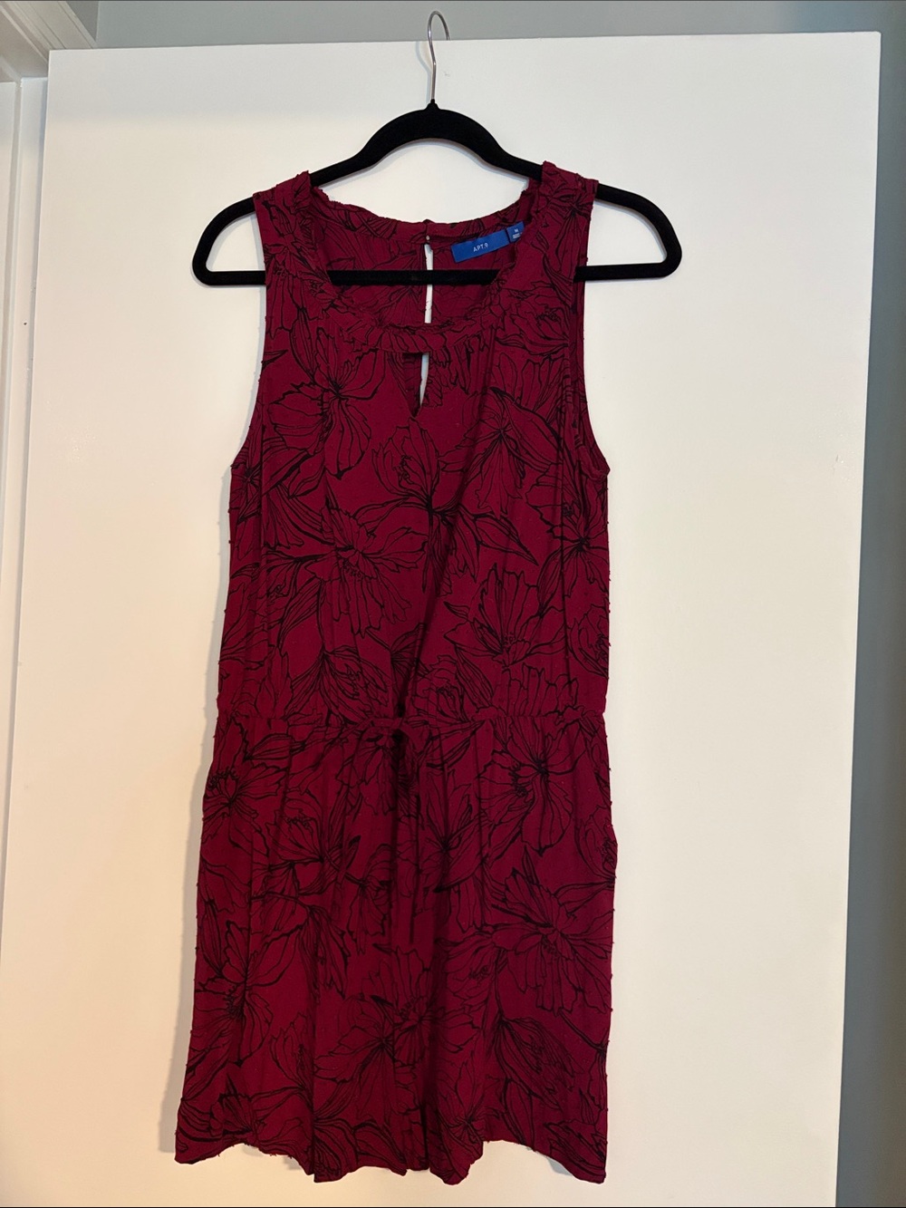 Apt. 9 Burgundy Black Floral Sleeveless Romper Jumpsuit Size M